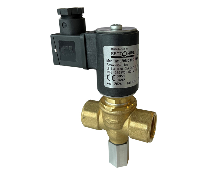Solenoid valve with manual resetting M16/RM for gas